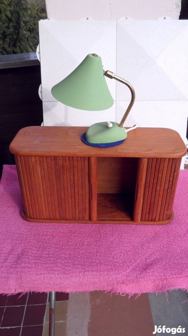 Vintage réz kis méret, német asztali lámpa banklámpa törhető fej