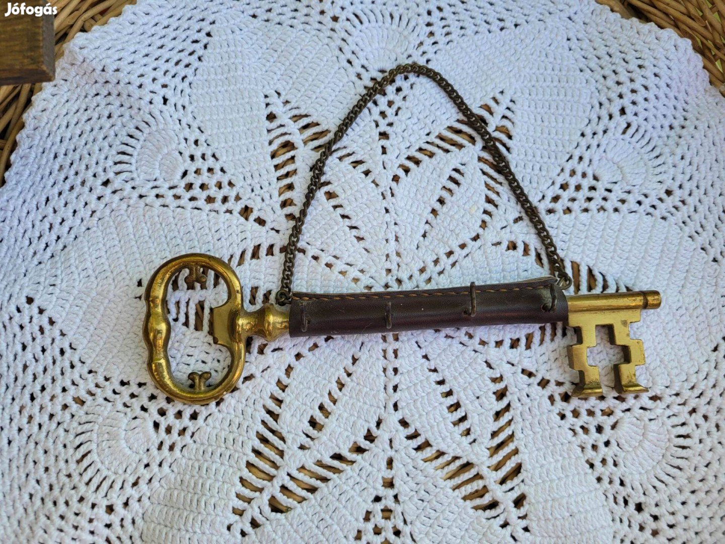 Vintage réz kulcs alakú kulcstartó