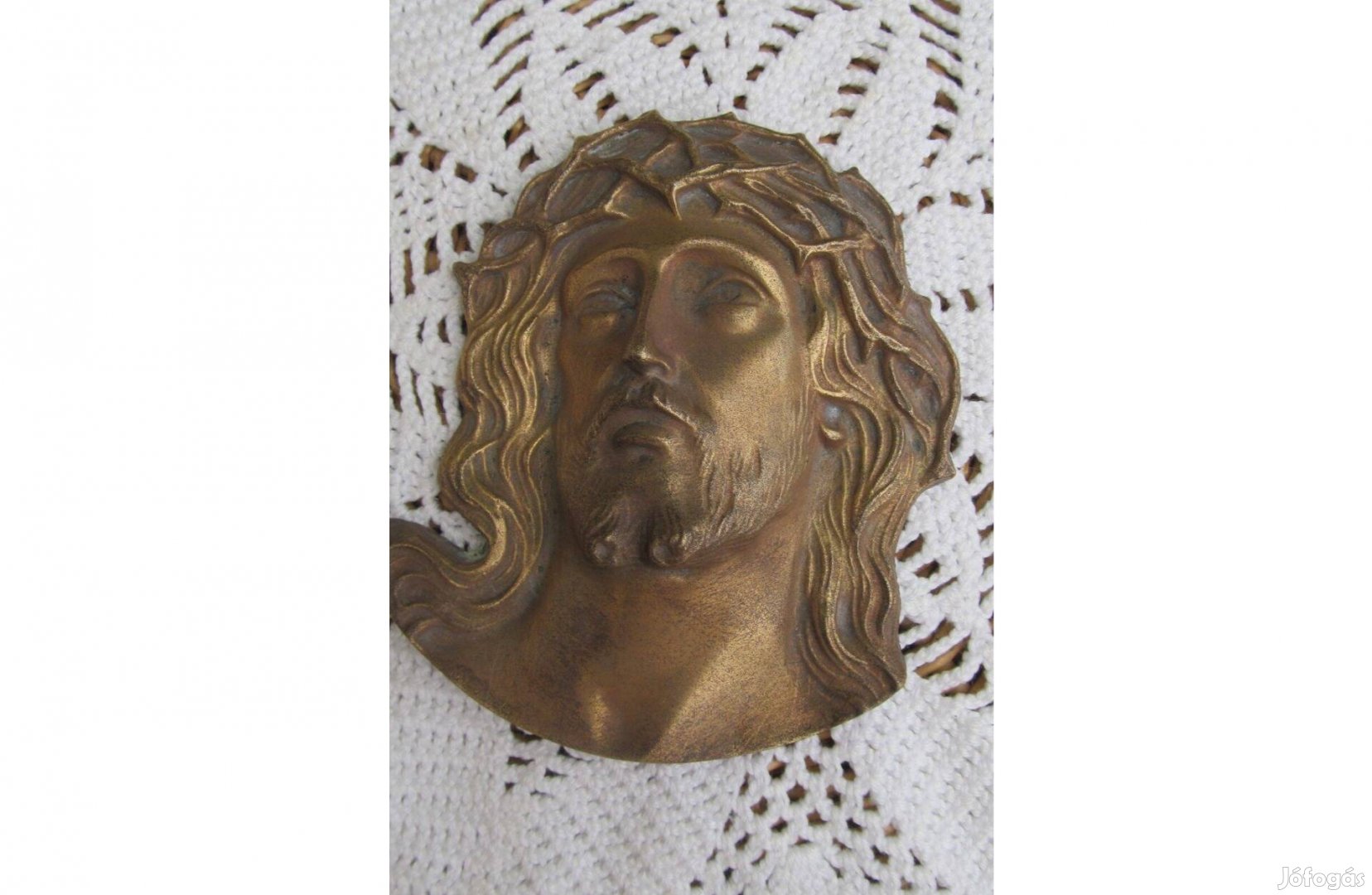 Vintage réz plakett -Jézus arc