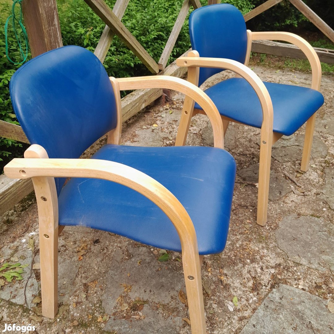 Vintage szék hajlított fa kék színű műbőr 