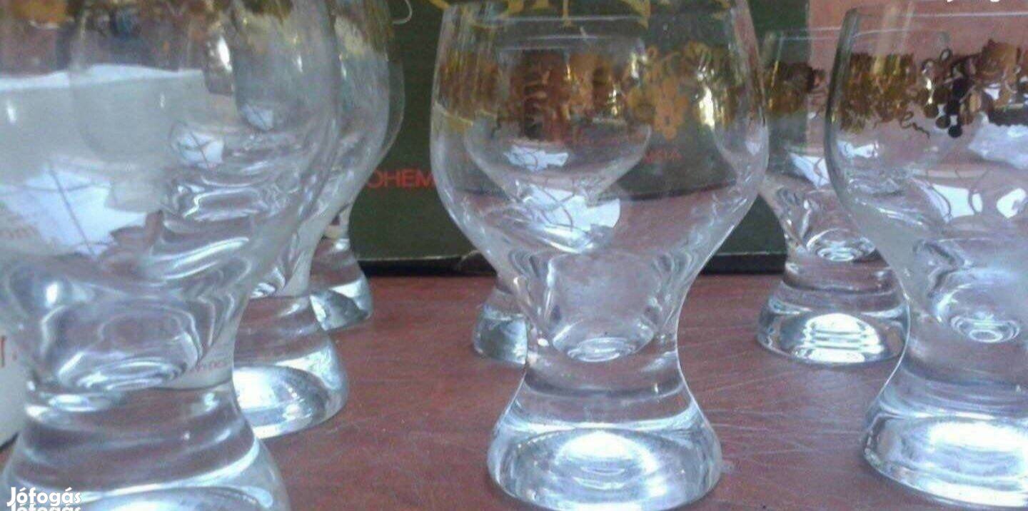 Vintage talpas üveg pohár boros pezsgős Új 13 db