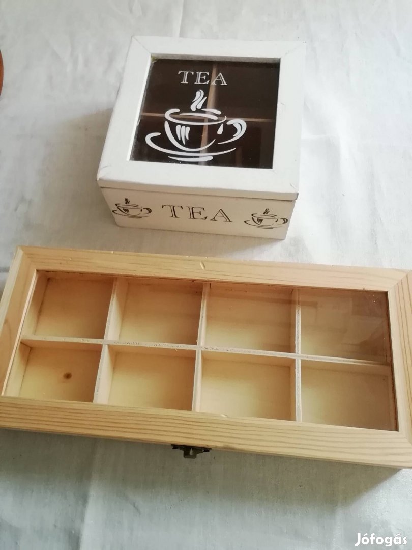 Vintage teafilter tároló, kínáló fa doboz, a natúr vadonatúj 