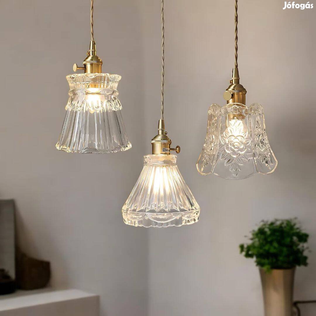 Vintage üveg függeszték - átlátszó üveg