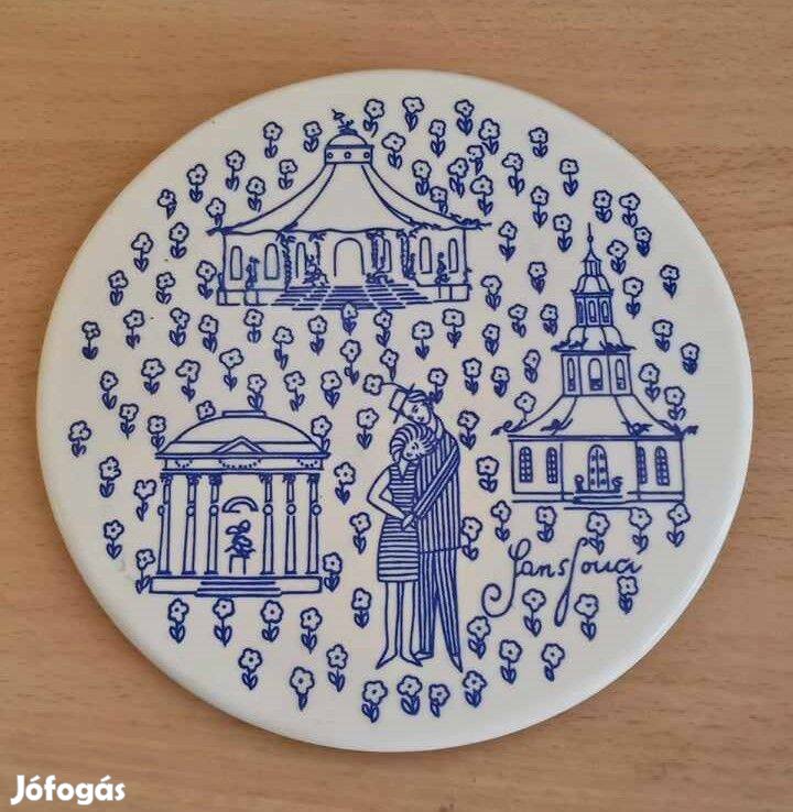 Vintázs Nymolle Art Faience régi ritka dán dísztál