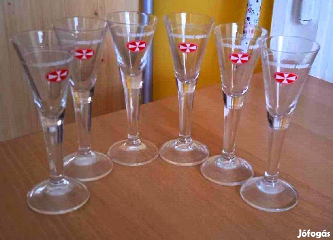 Vintázs elegáns, talpas Malteser Aquavit rövides készlet