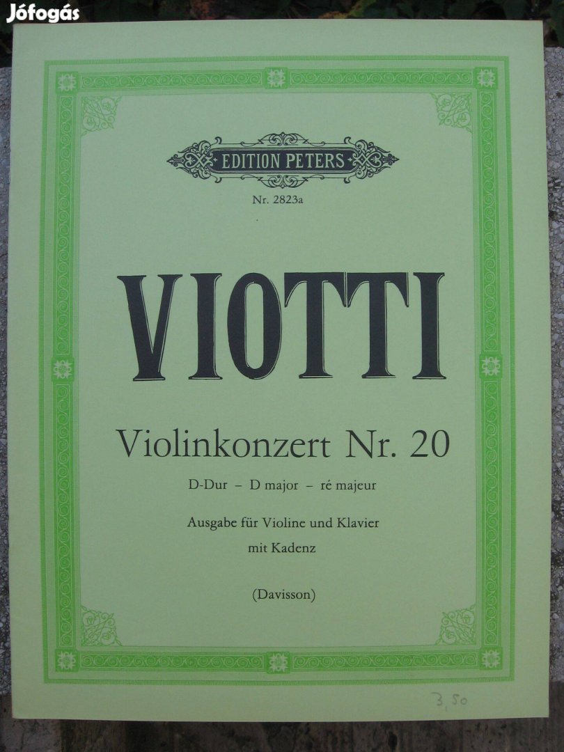 Viotti: D-dúr hegedűverseny Nr.20. hegedű kotta