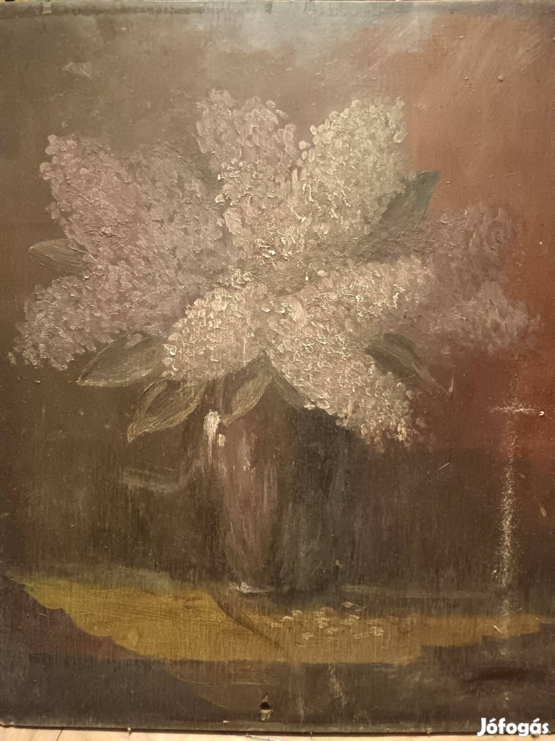 Virág csendélet fára festve , festmény