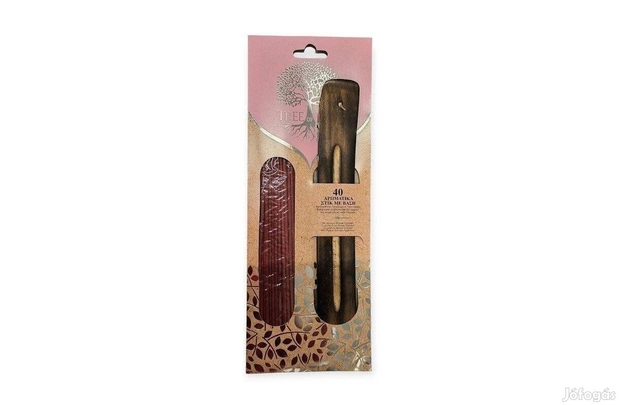 Virág illatú füstölő pálcika szett fa tartóval 40 db