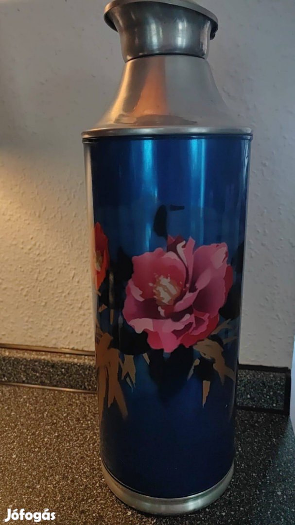 Virág mintás kínai termosz - Üvegbetétes - 38 cm - 2 literes