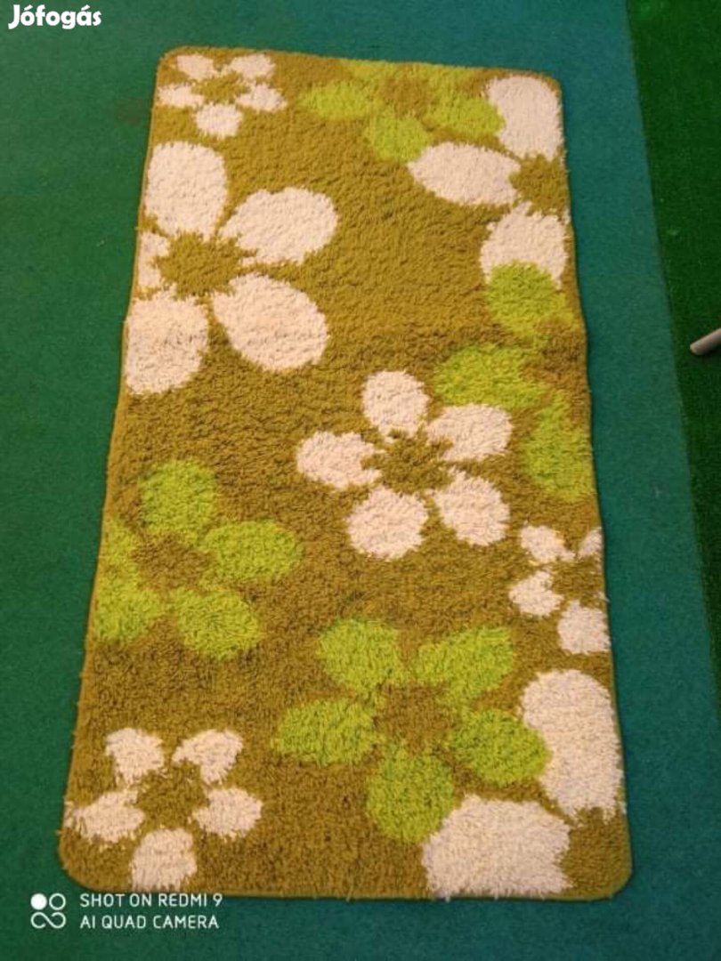 Virág mintás zöld szőnyeg 80x150 cm