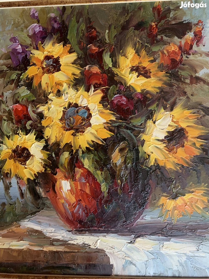 Virágcsendélet olaj vászon festmény Kovács Géza
