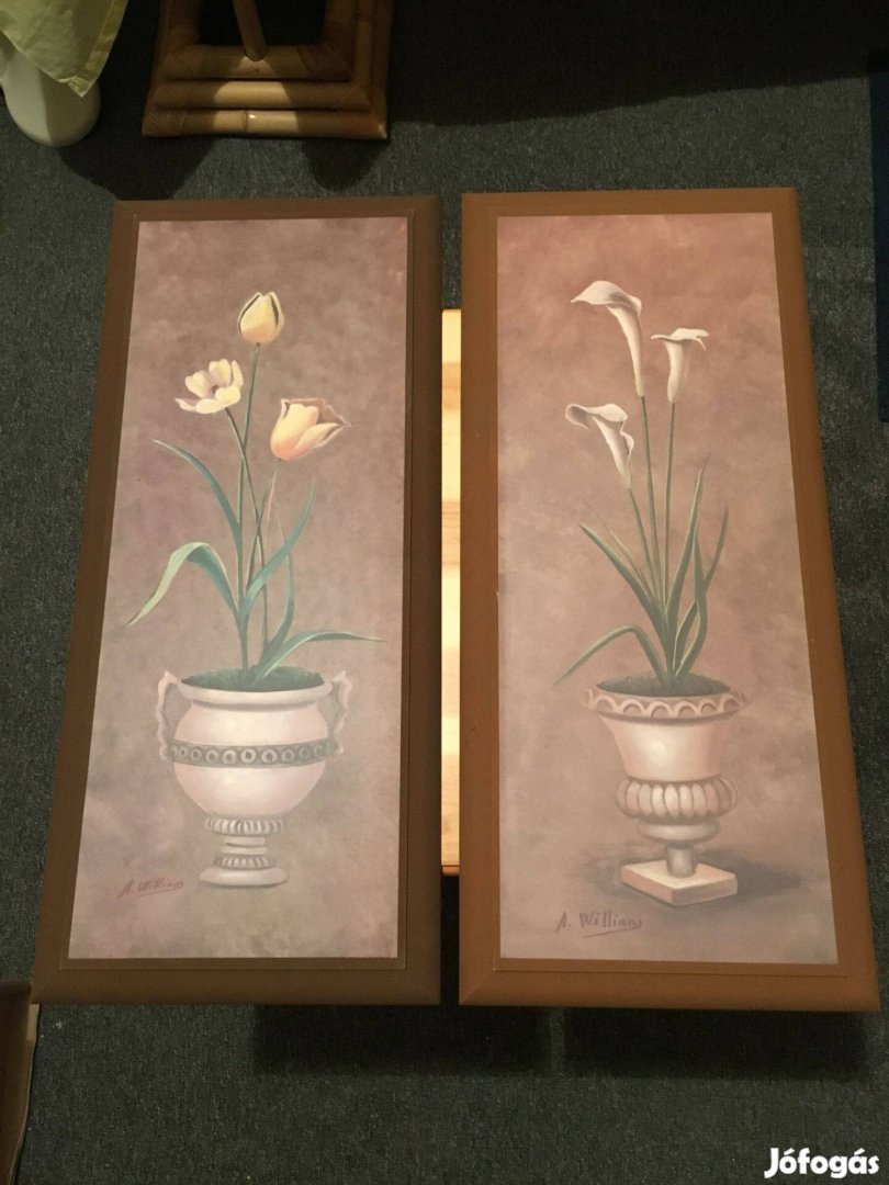 Virágmintás fali képek párban 23 x 53 cm
