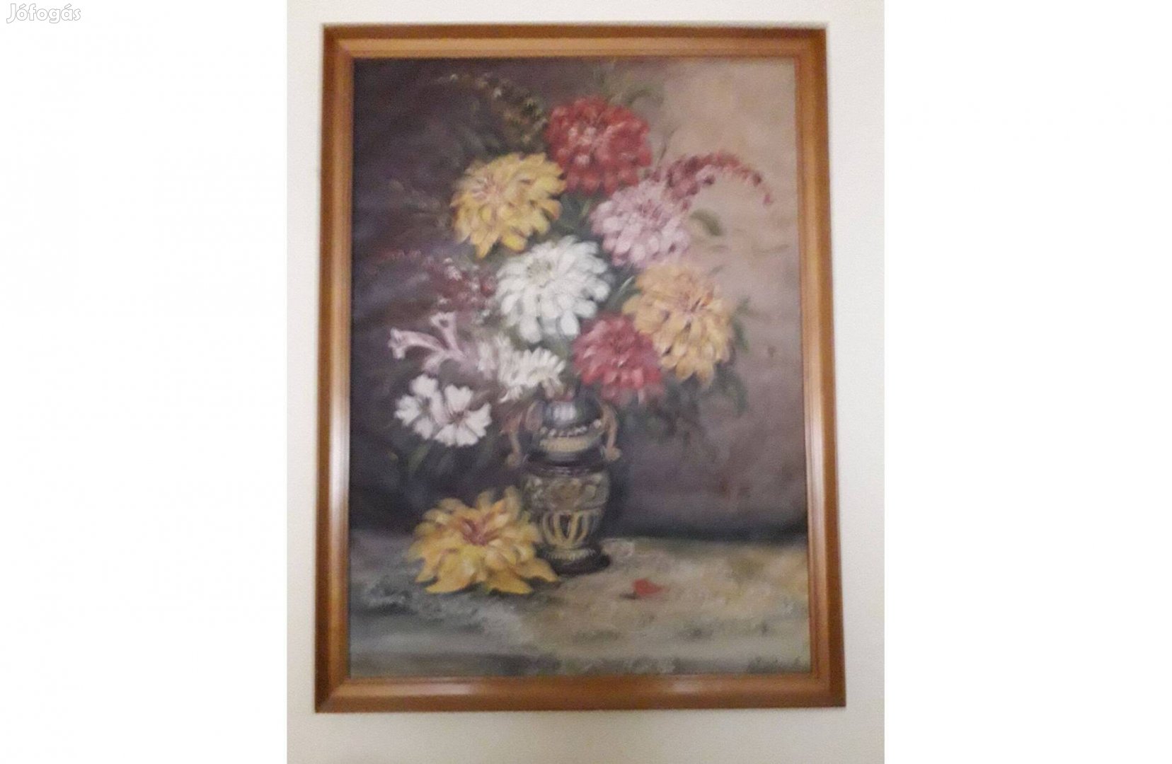 Virágok vázában / asztali csendélet / olajfestmény