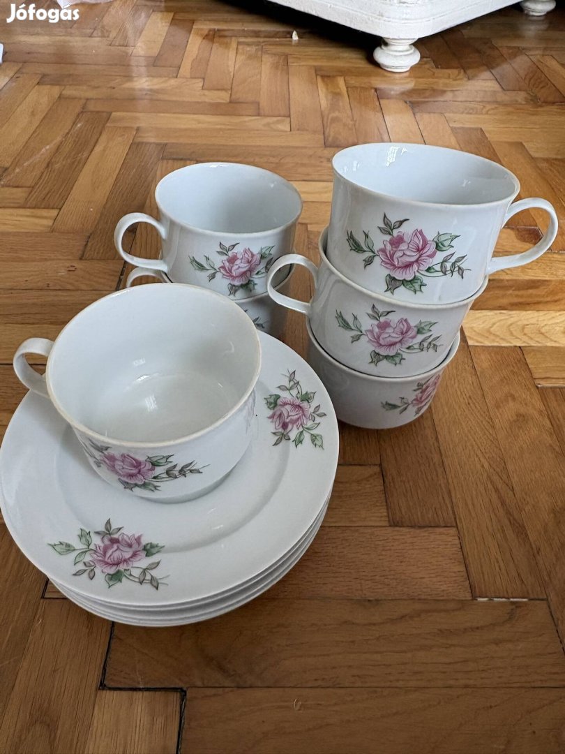 Virágos Alföldi porcelán csésze szett