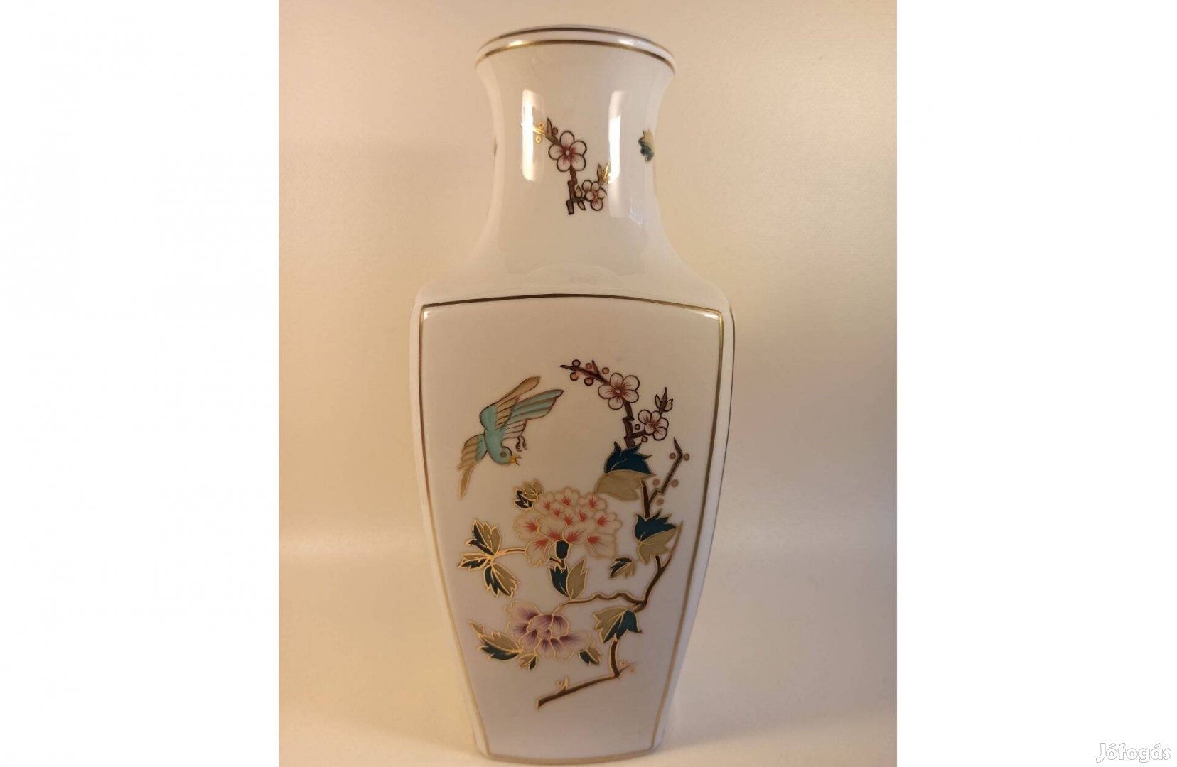 Virágos-ágas porcelán váza (Hollóházi, 30 cm)