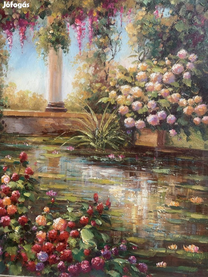 Virágos kert olaj vászon festmény Nagy Gergely