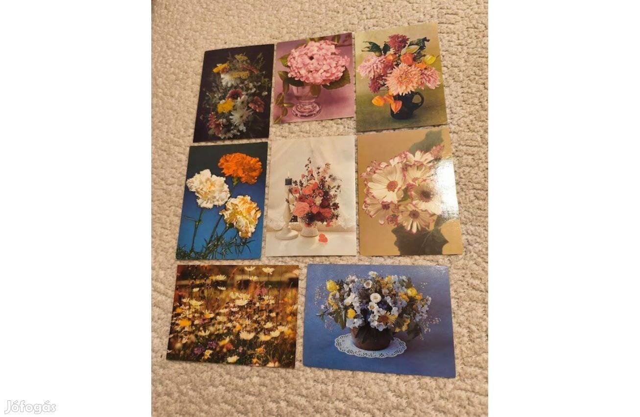 Virágos német képeslap postatiszta 8 db darabonként is