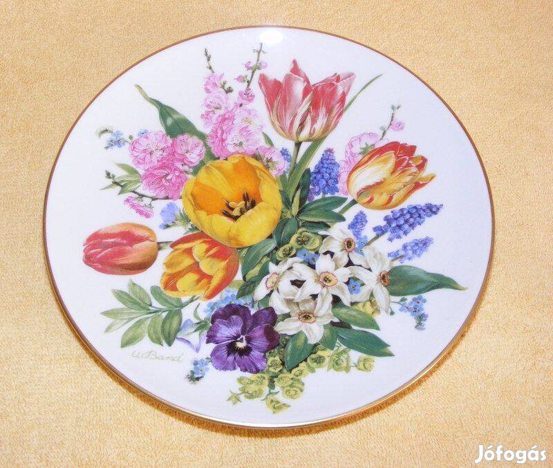 Virágos porcelán falitányér