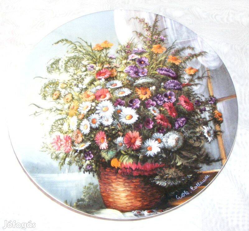 Virágos porcelán falitányér