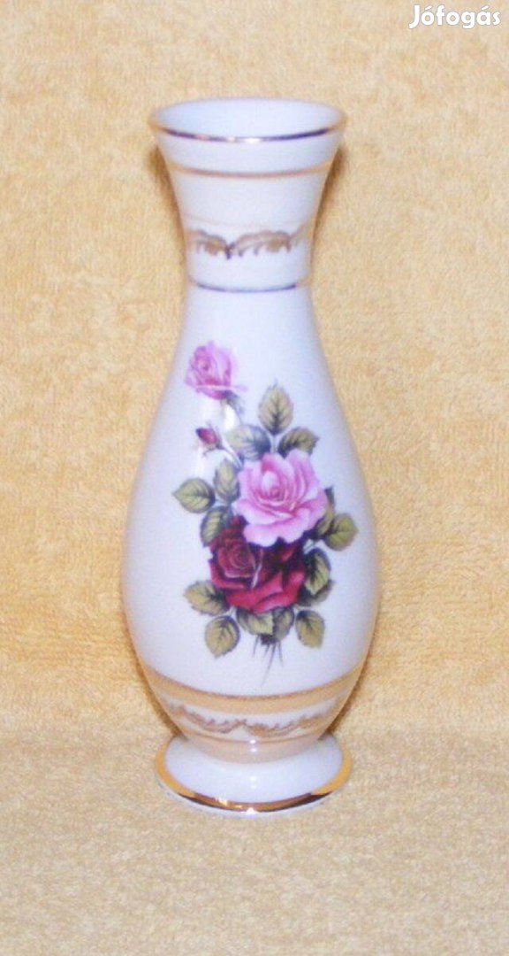 Virágos rózsás porcelán váza