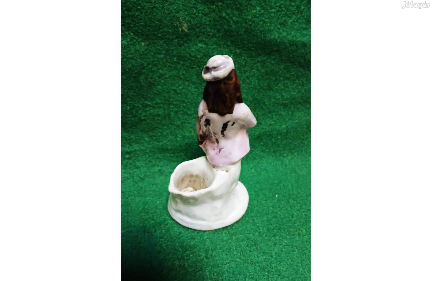 Virágtartó porcelán figura (12x6,5 cm, nem jelzett) ("N")