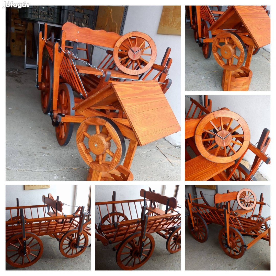 Virágtartó szekér, mini kerekes kút, ajándék órával 117 000