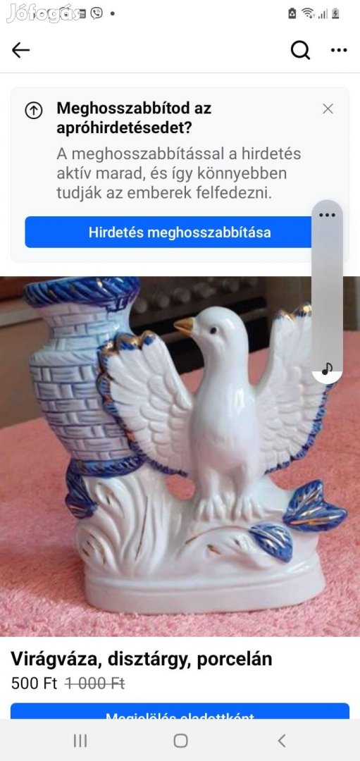 Virágváza. Porcelán dísz.