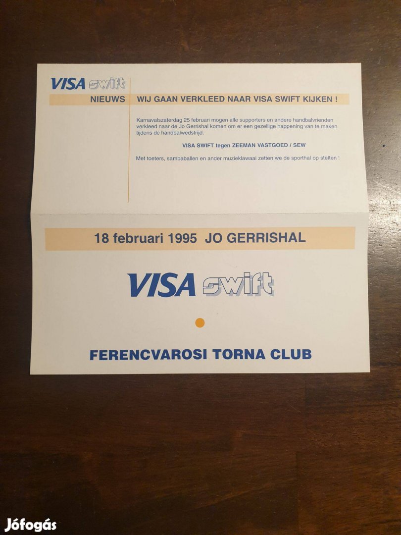 Visa Swift - FTC női kézilabda műsorfüzet 95'