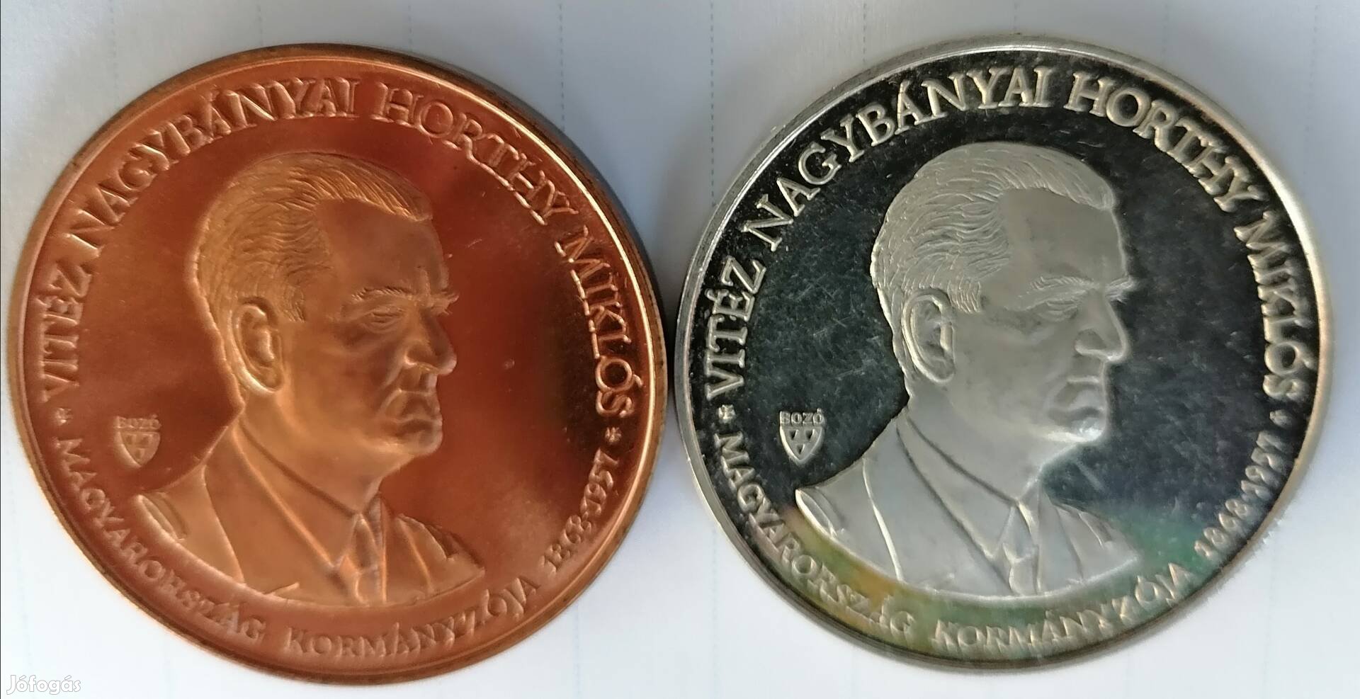 Vitéz Nagybányai Horthy Miklós újratemetése  ezüst + bronz pár