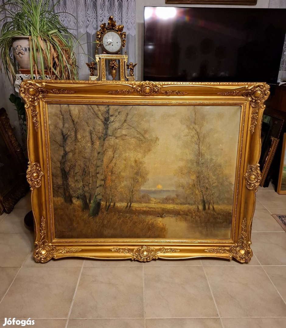 Vitéz Sashegyi ragyogó antik hatalmas festménye! 125x100cm!