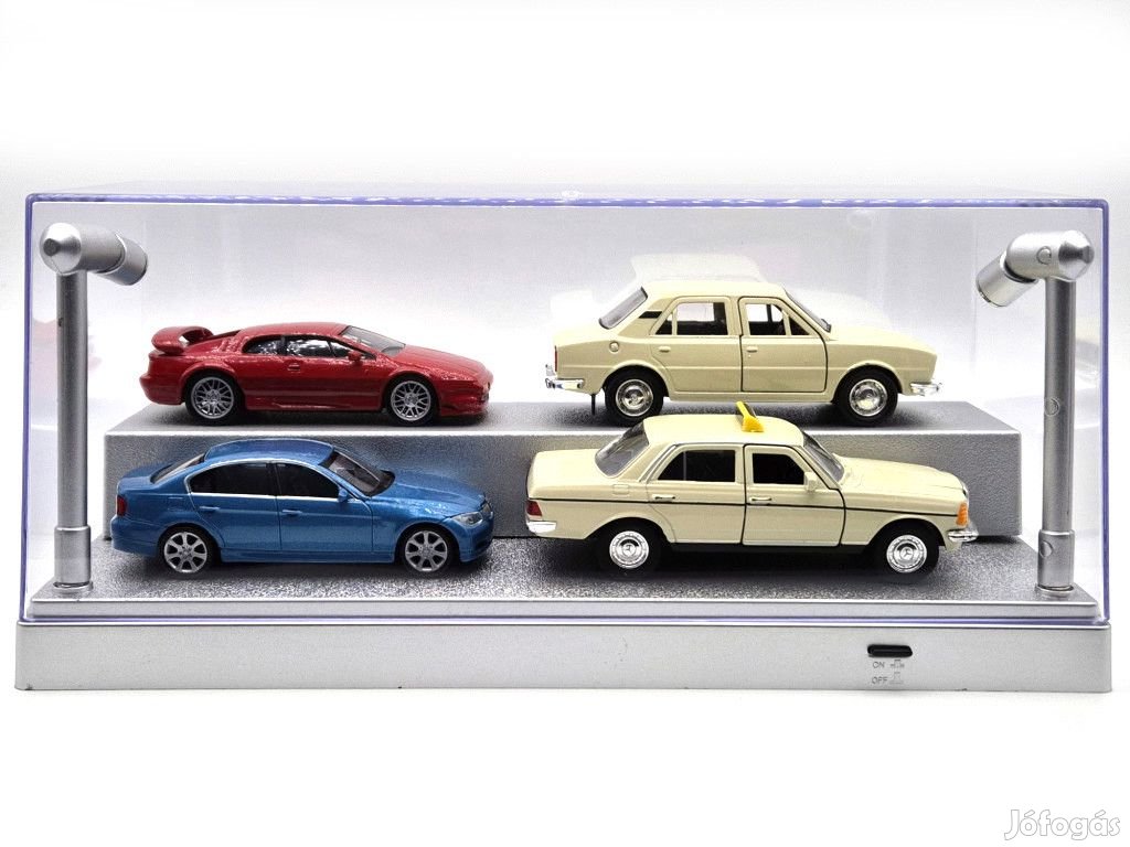 Vitrin / display 1:24 1:43 1:64 modellautóhoz - led világítással