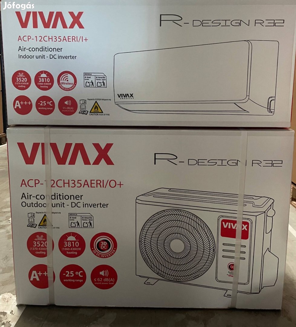 Vivax R-Design 3,5Kw Csepptálcafűtéses Klímaszett! Akár szereléssel is