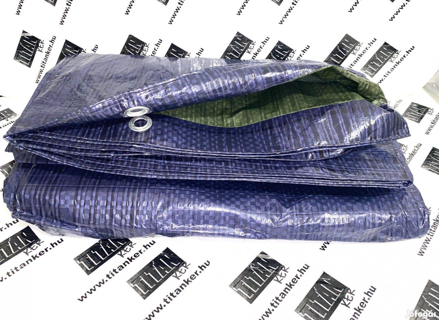 Vízálló takaróponyva 4x5m Standard vékony kék-zöld ringlizett takaró p