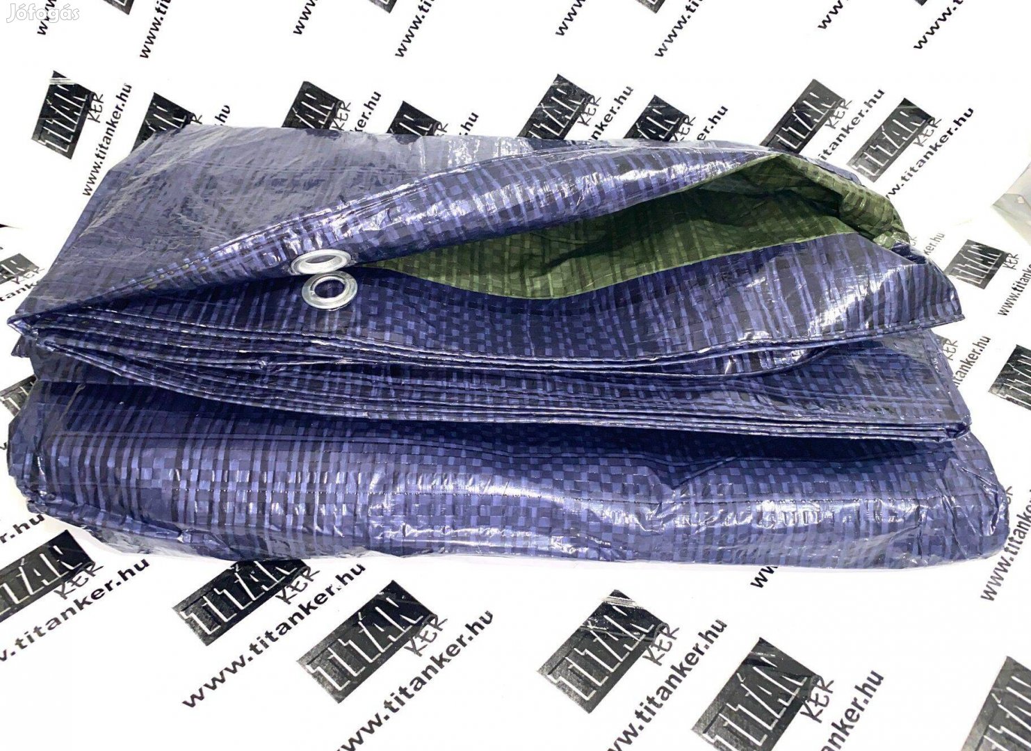 Vízálló takaróponyva 4x5m Standard vékony kék-zöld ringlizett takaró p