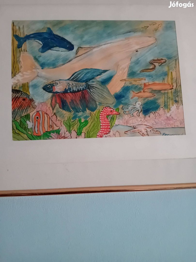 Vízi világ, halak festmény keretben 40*50cm