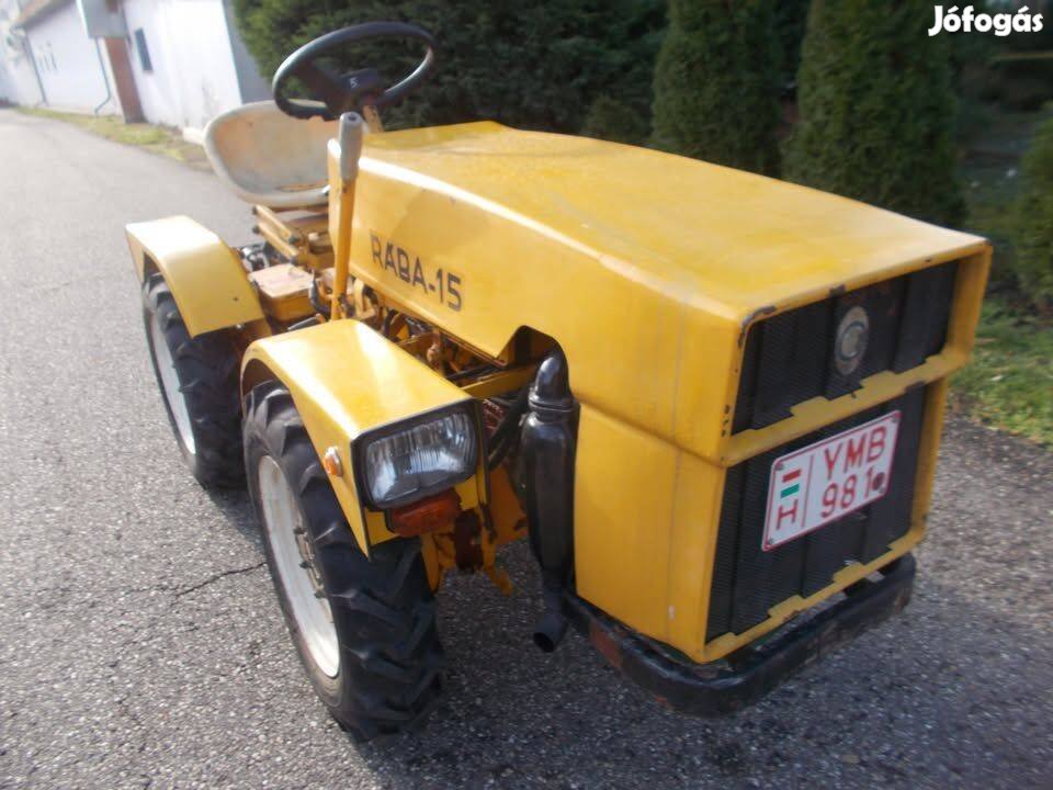 Vizsgás rába15 traktor kistraktor kertigép egy törzskormányzású,
