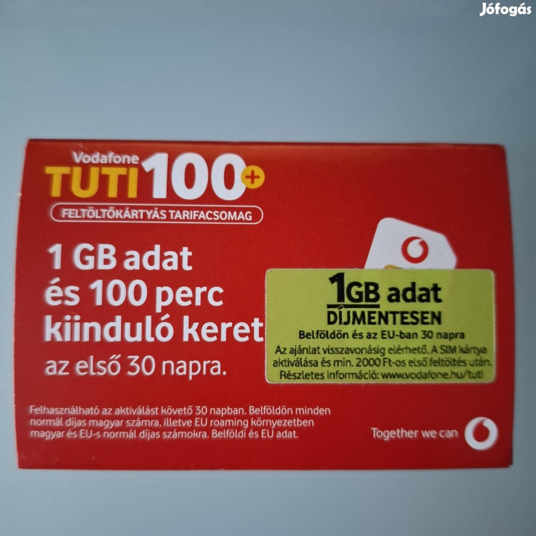 Vodafone SIM kártya Tuti 100+(Nem aktivált)