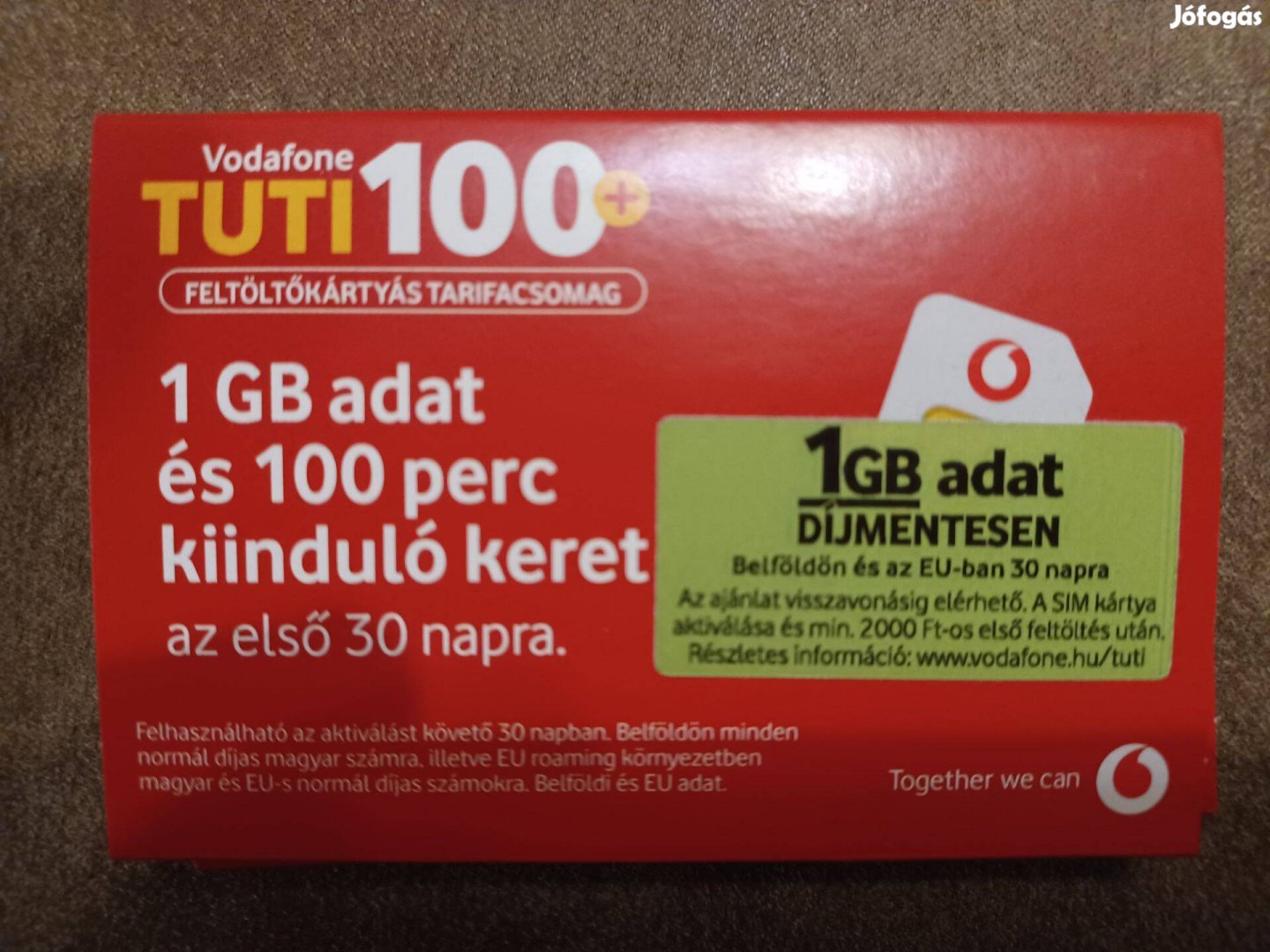 Vodafone TUTI 100+ aktiválatlan sim kártya