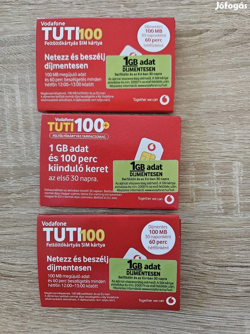 Vodafone Tuti 100 feltöltőkártyás SIM kártya