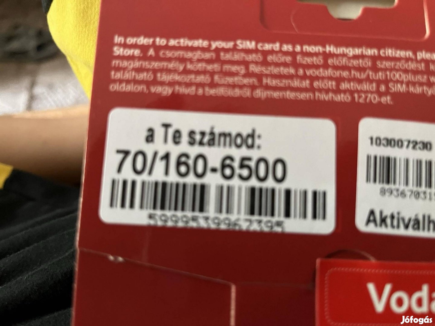 Vodafone bontatlan SIM jó számmal 