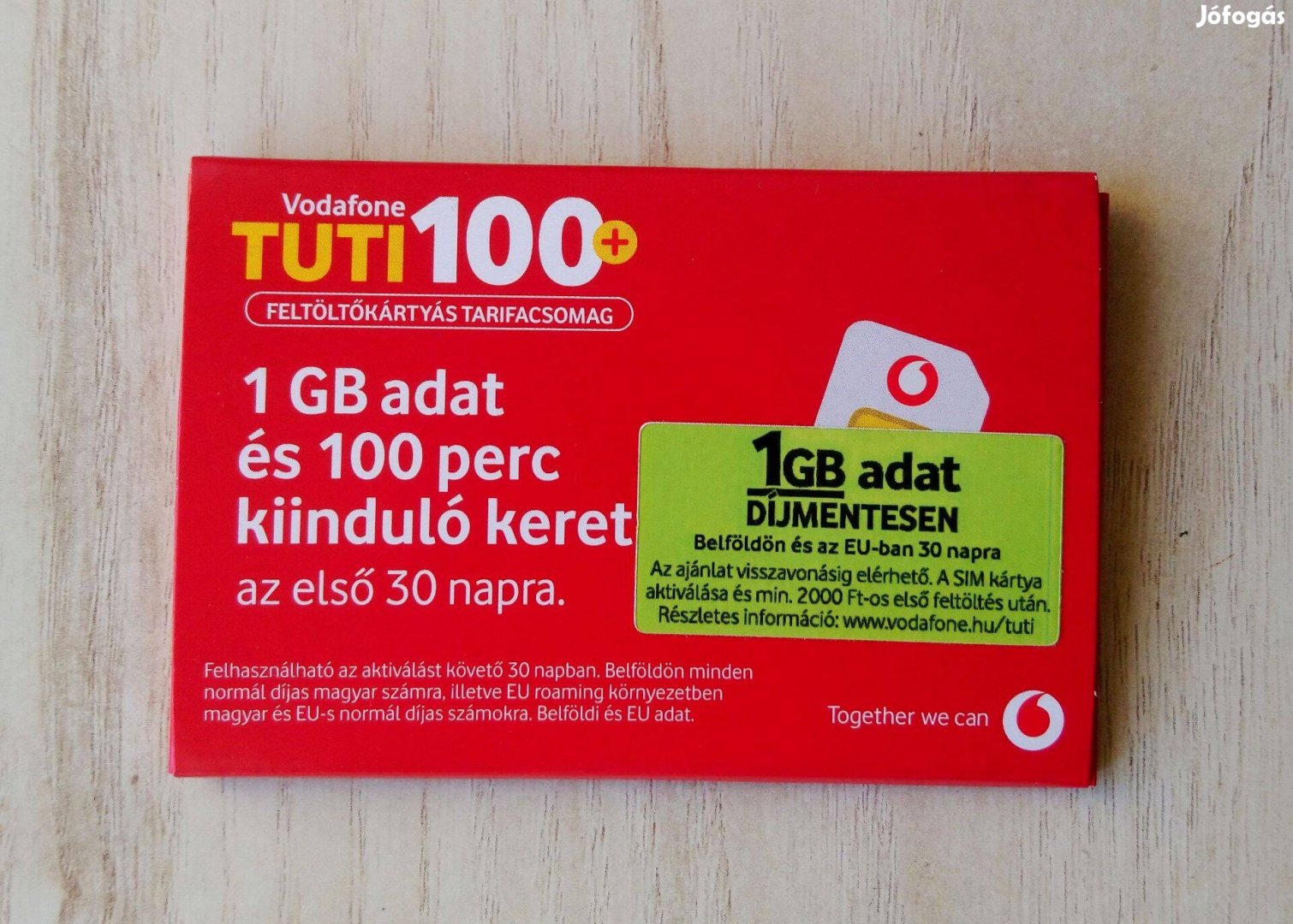 Vodafone feltöltőkártya 1 GB adat + 100 perc Új