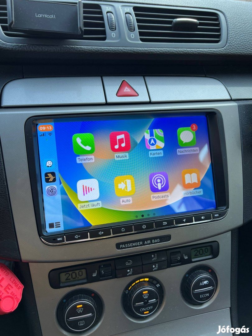 Volkswagen Carplay Multimédia Android GPS Rádió Tolatókamerával