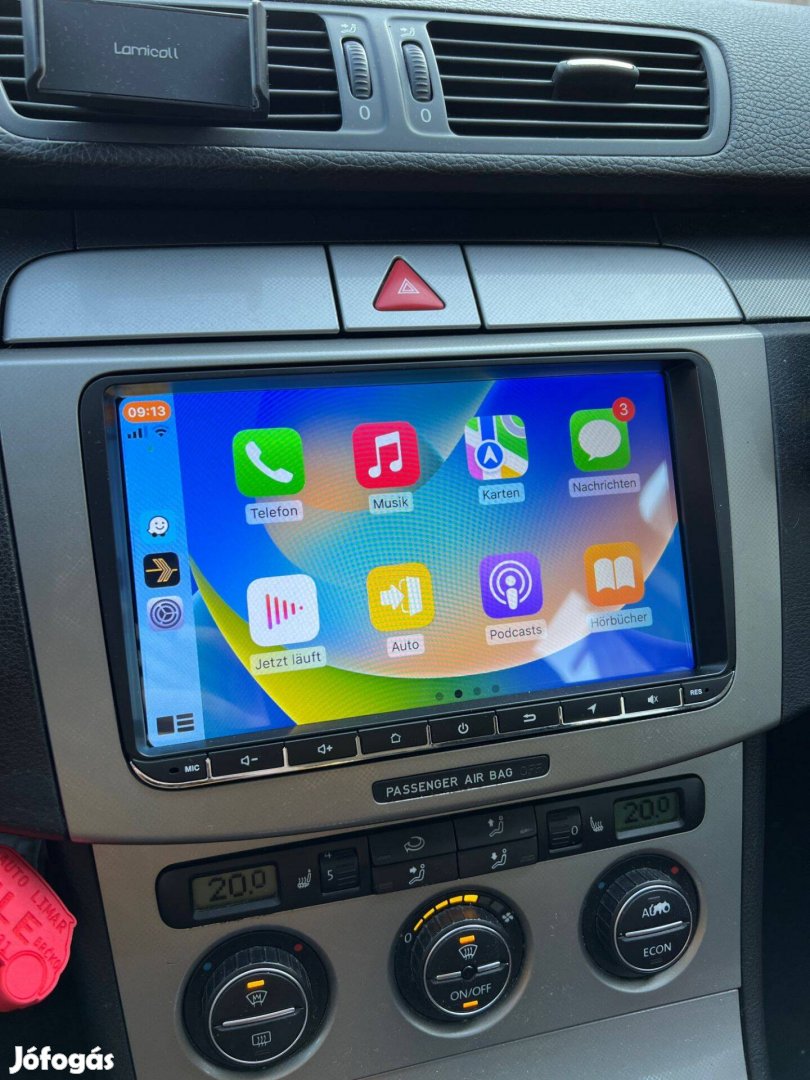 Volkswagen Carplay Multimédia Android GPS Rádió Tolatókamerával