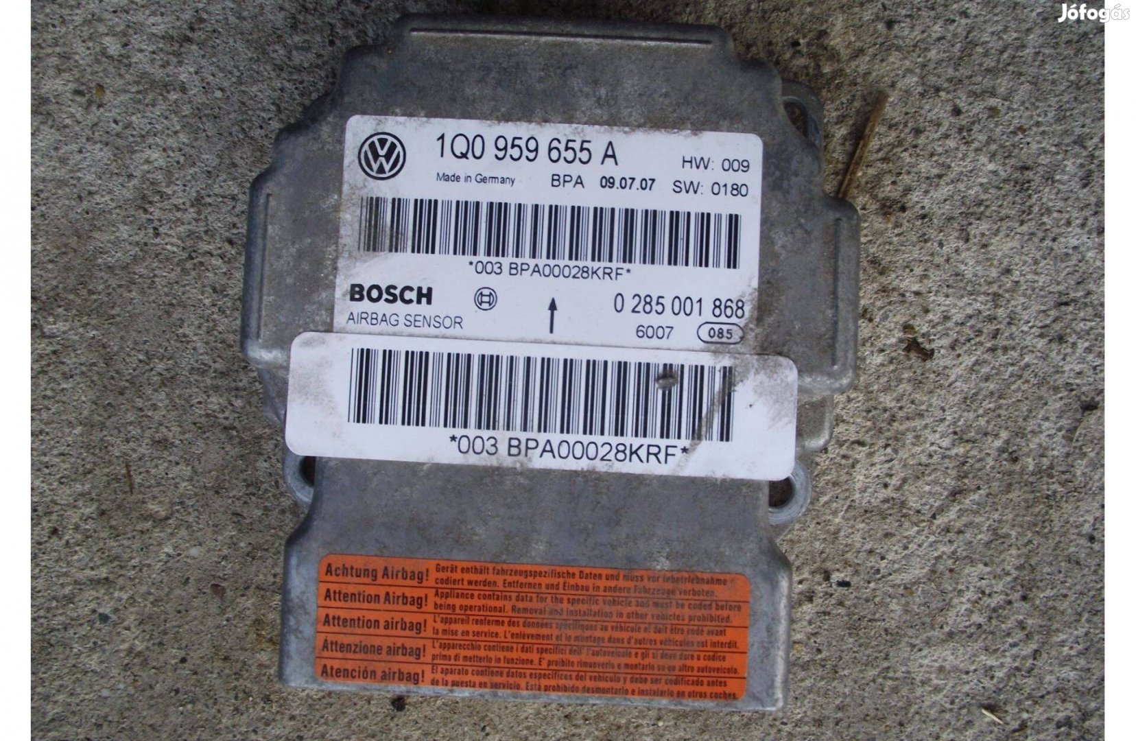 Volkswagen Eos légzsák vezérlő modul 1Q0959655A 2006-2012