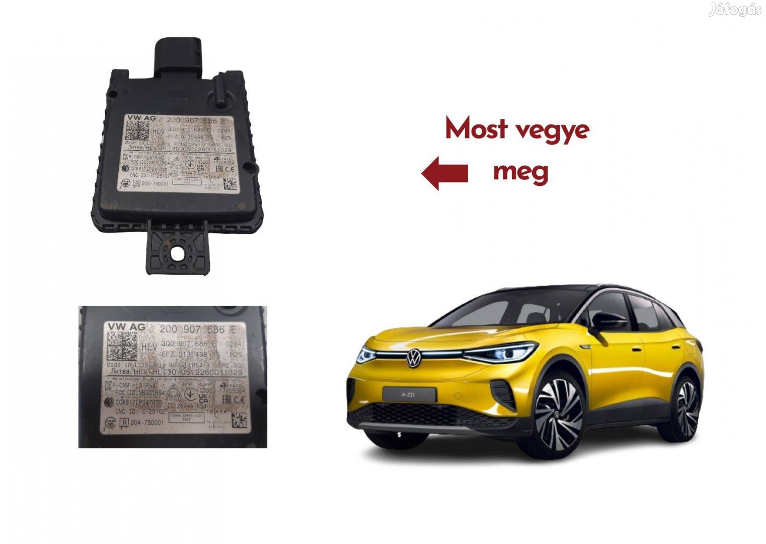 Volkswagen ID jobb hátsó radar érzékelő modul, vezérlő 200907686E