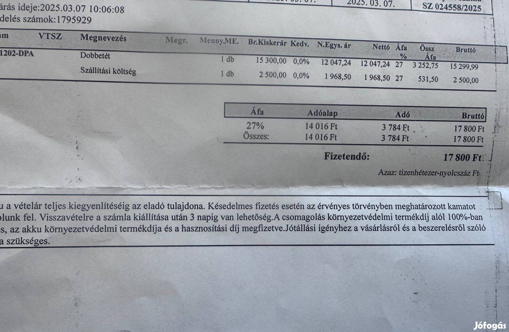 Volkswagen T6 Transporter Multivan jobb első dobbetét (téves vásárlás)