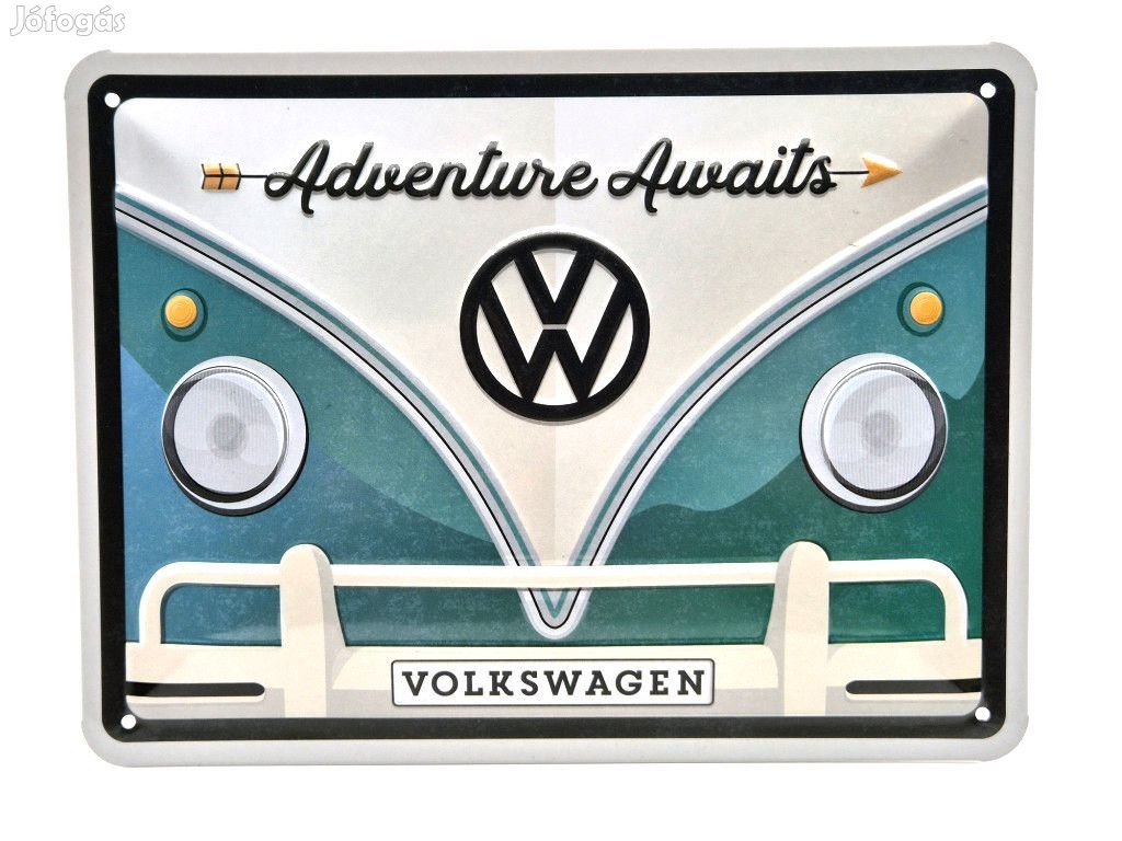 Volkswagen VW T1 Transporter - Adventure Awaits - fémplakát  fém  táb