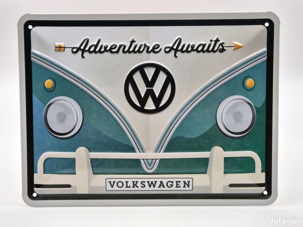Volkswagen VW T1 Transporter - Adventure Awaits - fémplakát  fém  táb