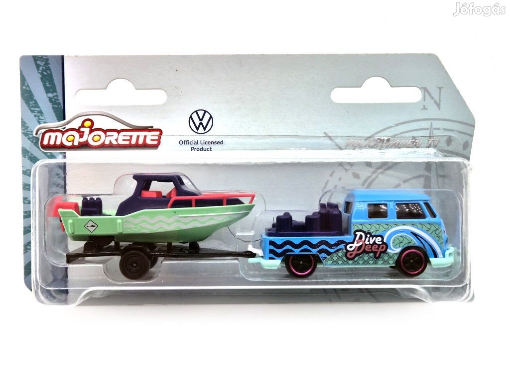 Volkswagen VW T1 transporter Pick-up trélerrel és hajóval  tréler és