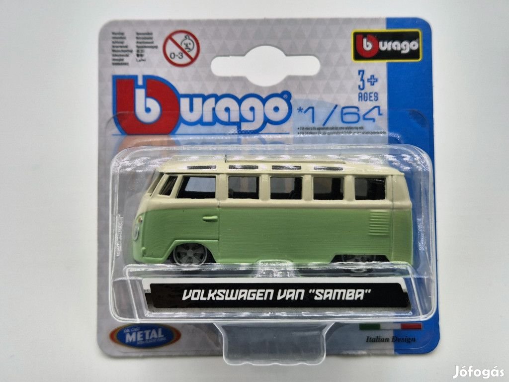 Volkswagen VW T1 transporter Samba Minibus - zöld -  Burago - 1:64